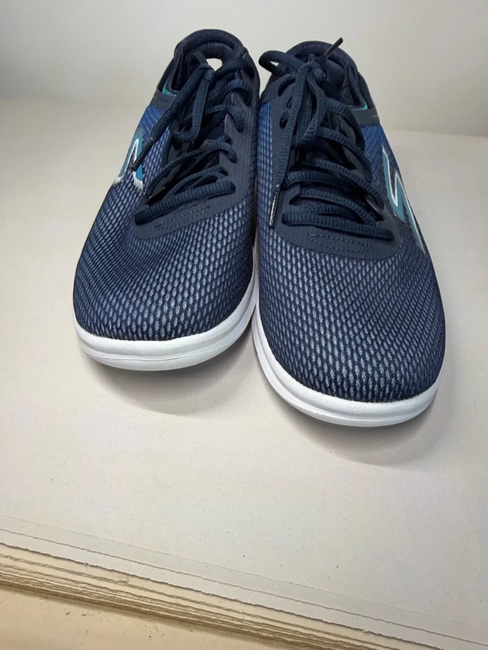Skechers Men's Navy and Teal Mesh Lace-Up Athletic Sneakers - Picture 5 of 7
